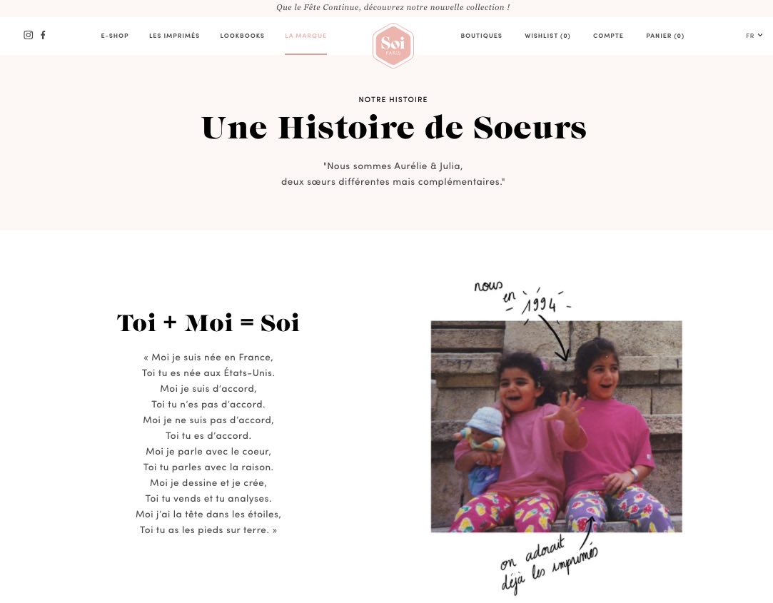 Notre histoire Modèle d'une page