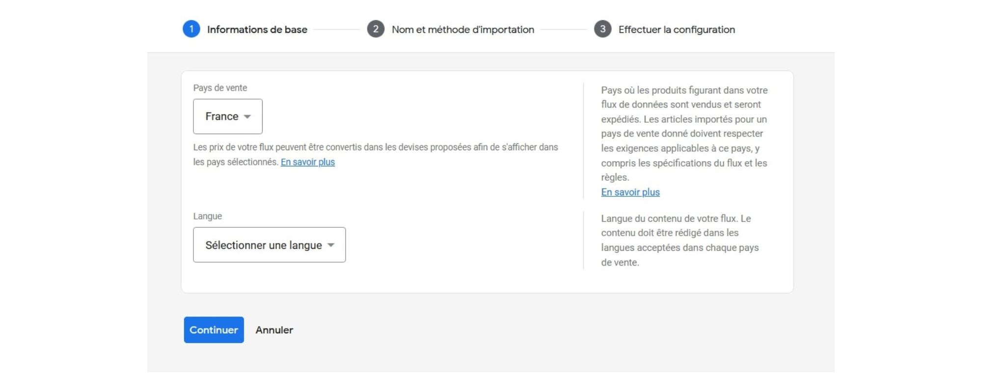 langue google shopping