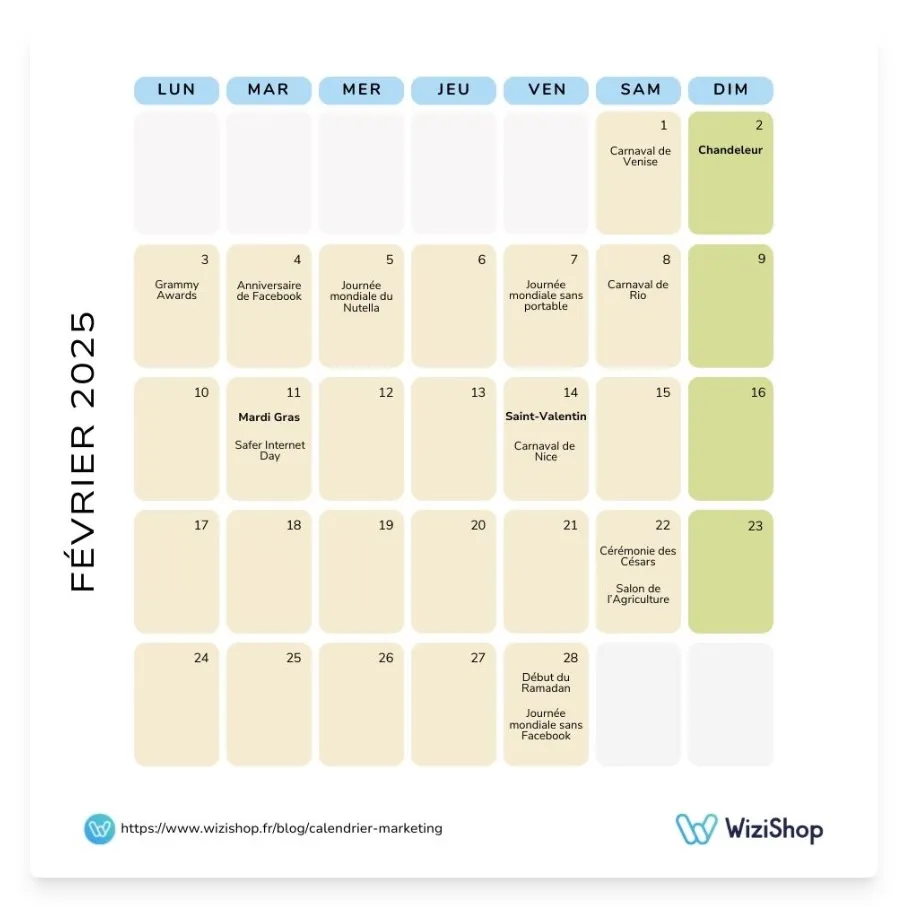 Calendrier marketing février 2025