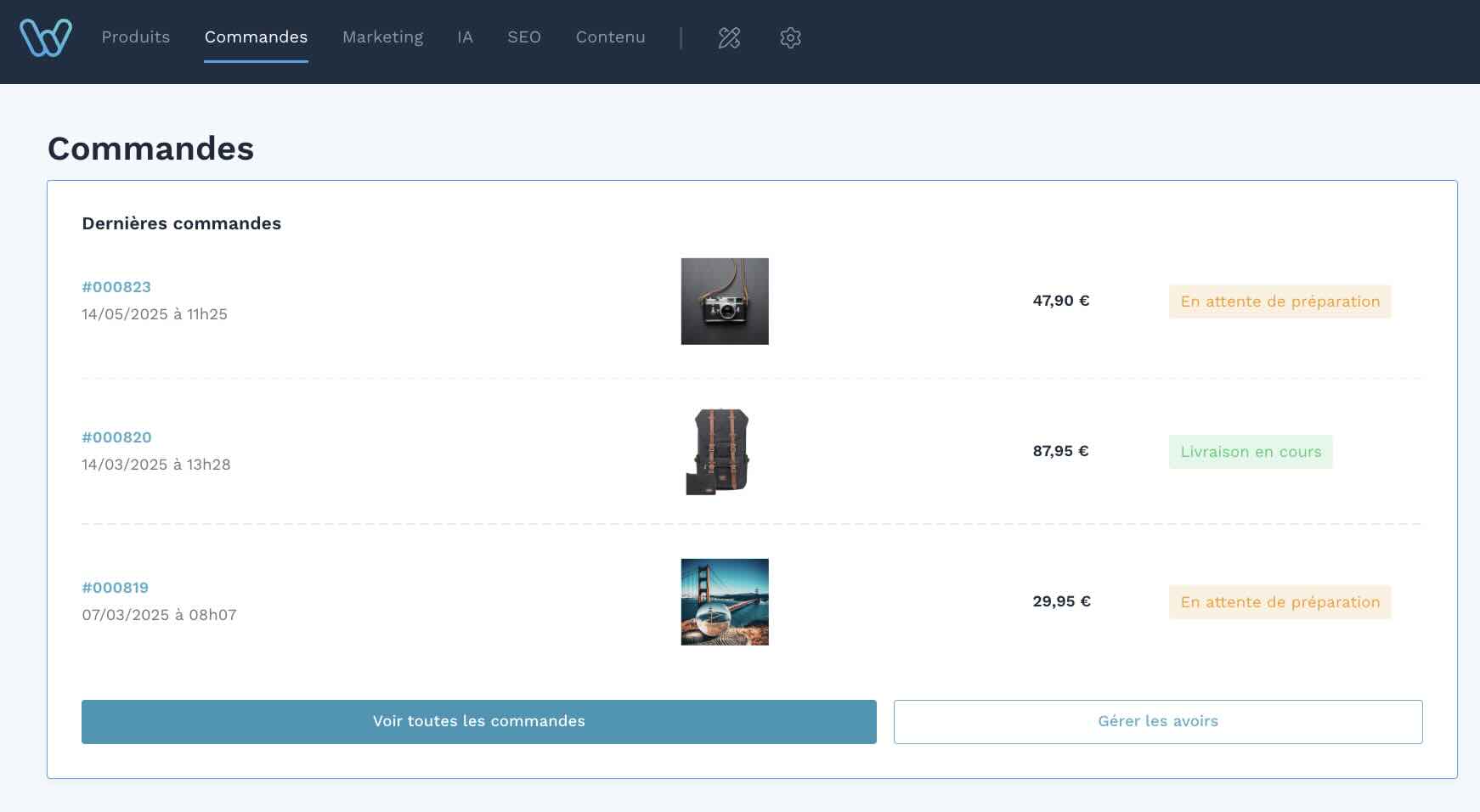 commandes