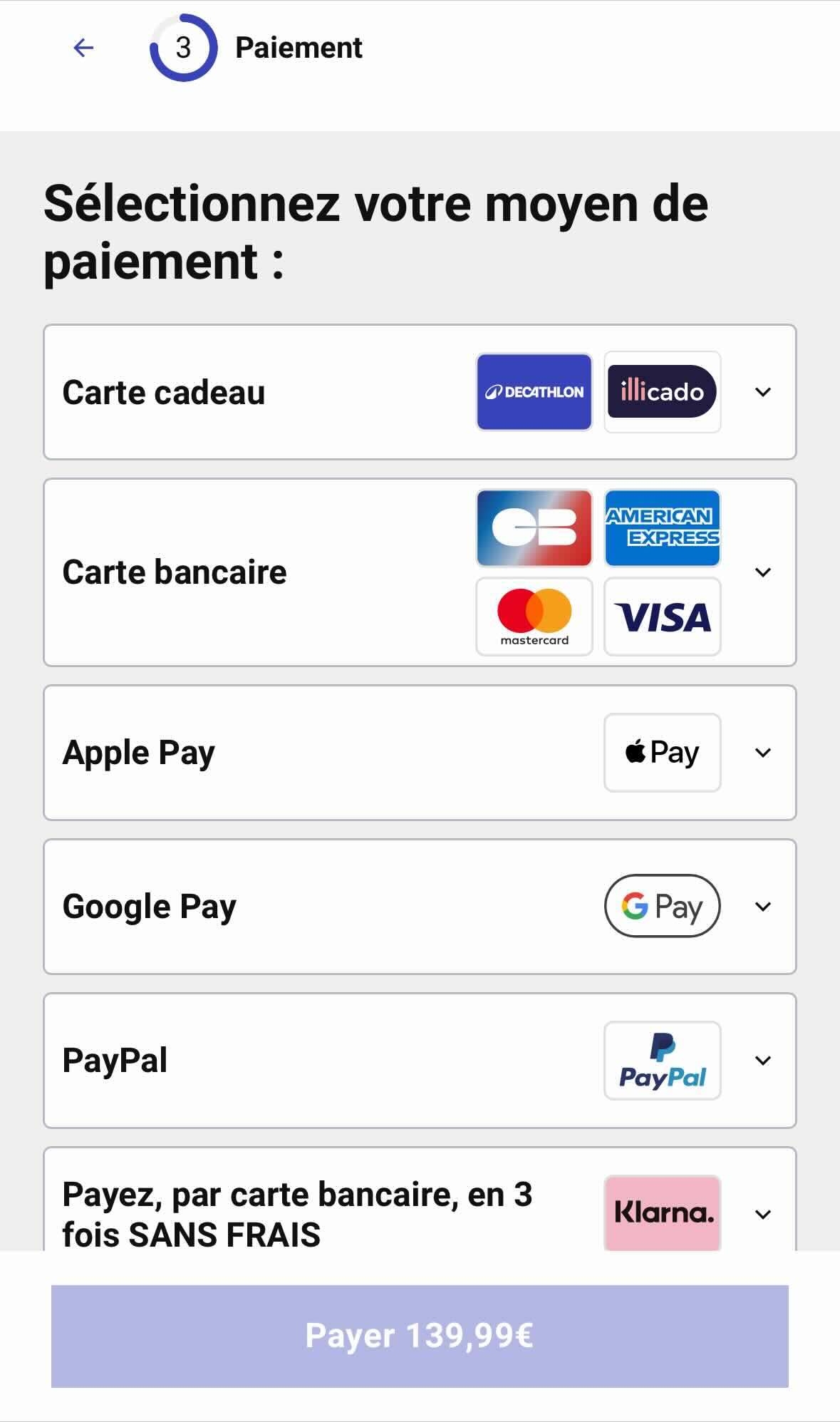 moyens paiement decathlon