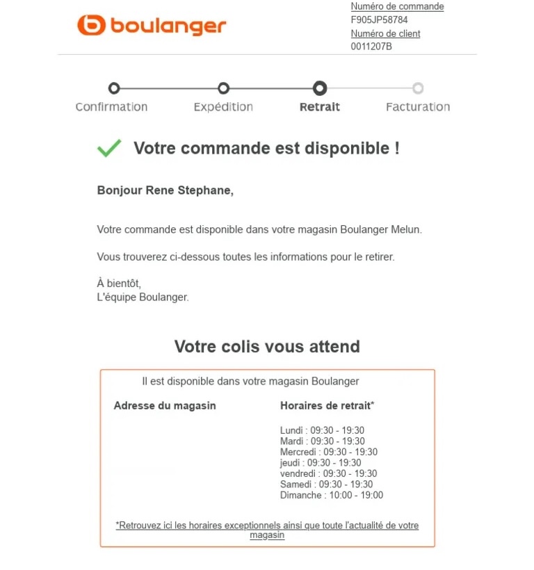 confirmation boulanger