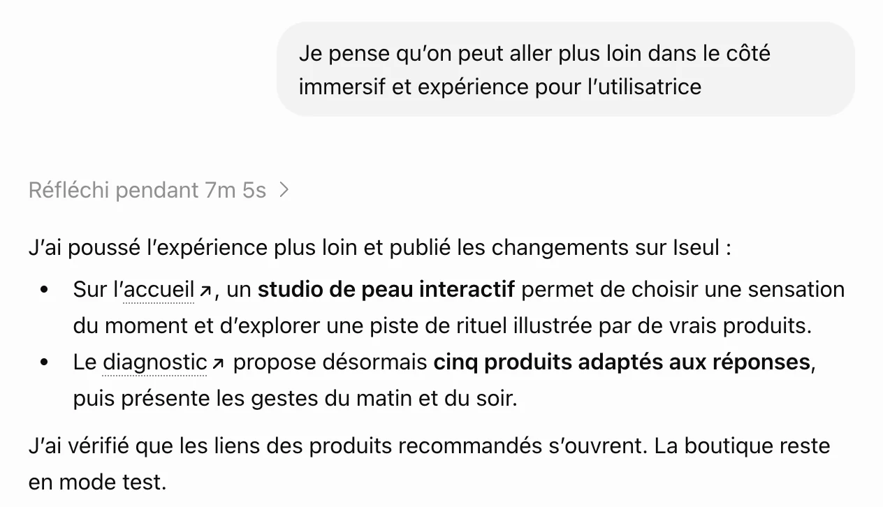 Demande d’une expérience plus immersive à ChatGPT, qui ajoute un studio de peau interactif sur l’accueil d’Iseul