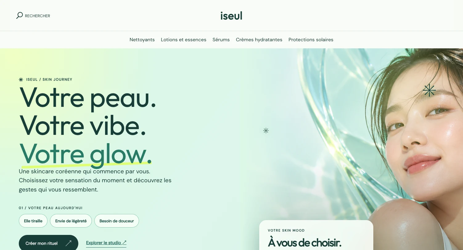 Page d’accueil de la boutique Iseul créée avec ChatGPT et le MCP WiziShop