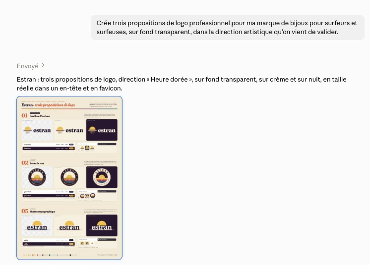 Trois propositions de logo pour la marque Estran créées avec le MCP WiziShop