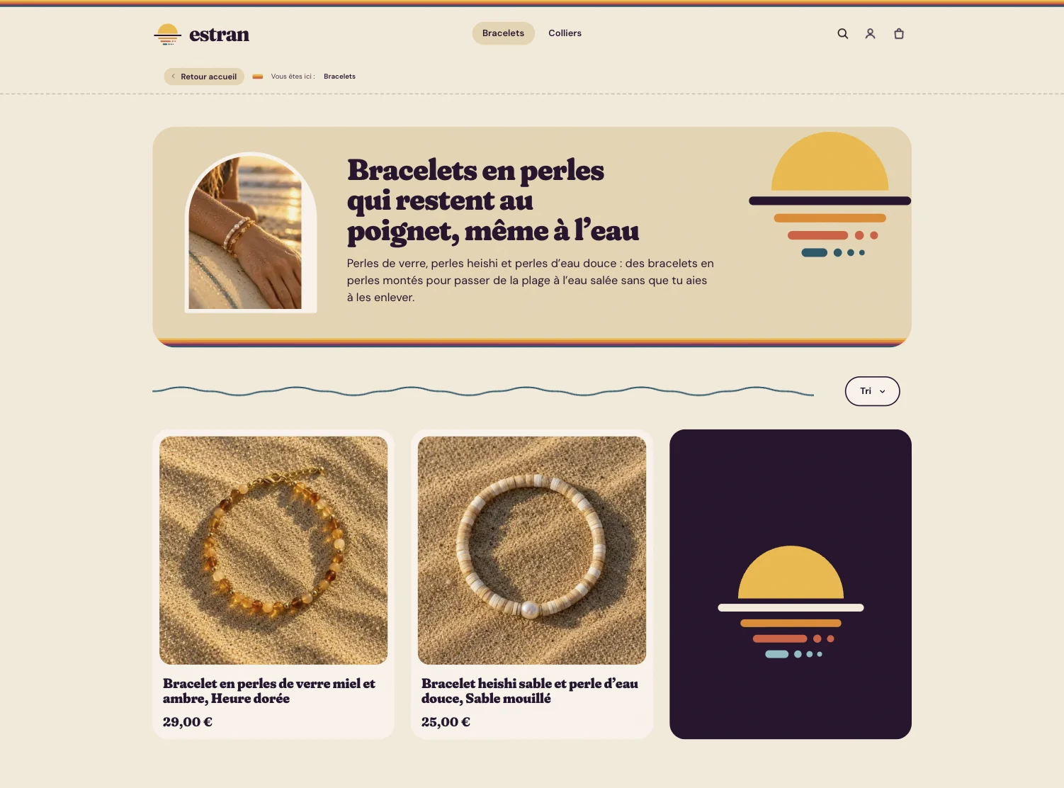 Page catégorie Bracelets de la boutique Estran