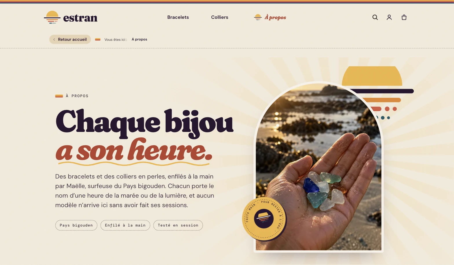 Page À propos de la boutique Estran créée avec Claude et le MCP WiziShop