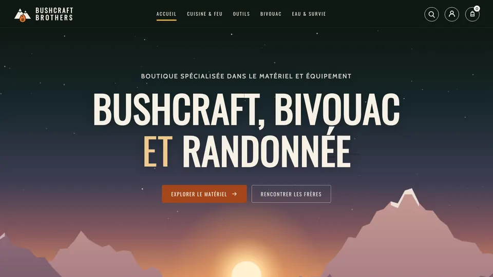 Page d'accueil de Bushcraft Brothers