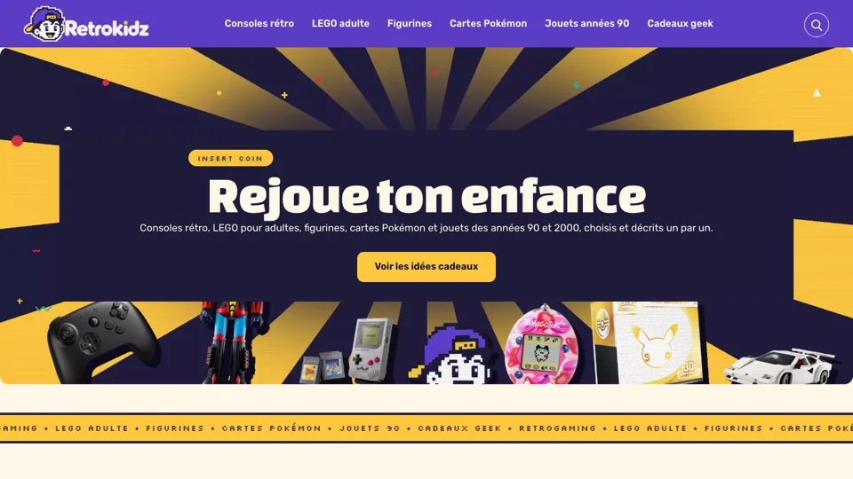 Page d'accueil de Retrokidz