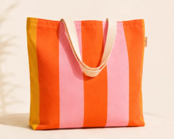 Sac en toile orange & rose