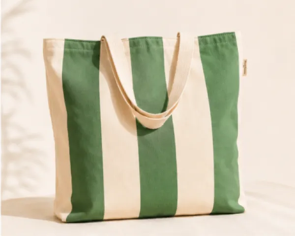 Sac en toile vert & crème