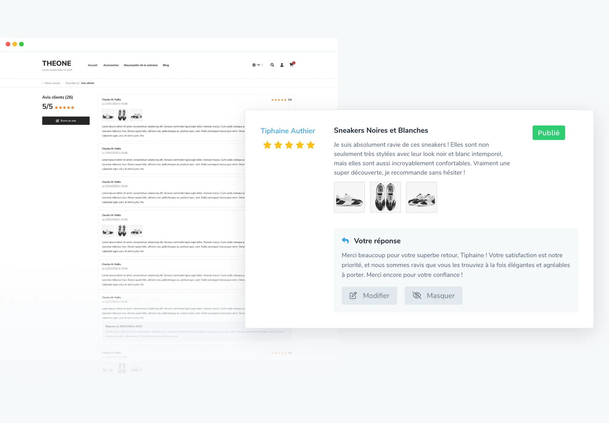 Pages « Avis produits » dans l’administration WiziShop