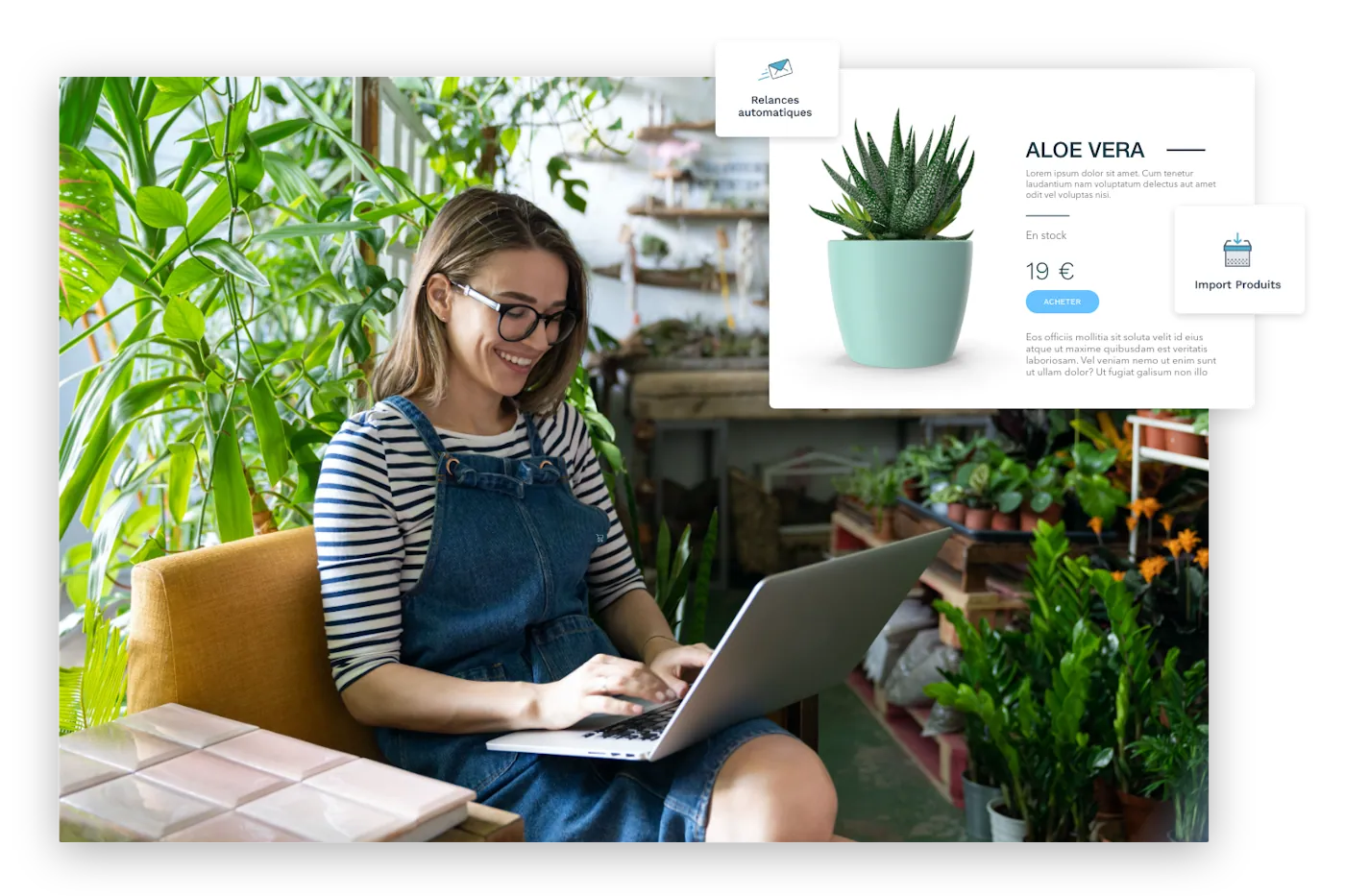 Commerçante gérant sa boutique en ligne depuis son magasin