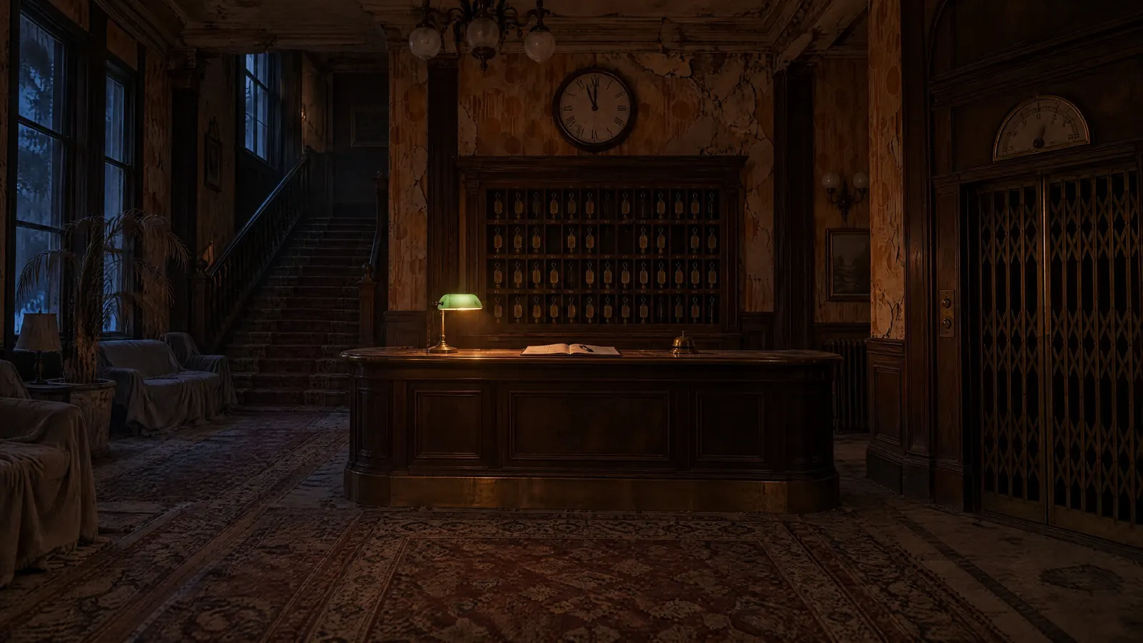 La réception de l'Hôtel Sainte-Veille et son tableau des clés