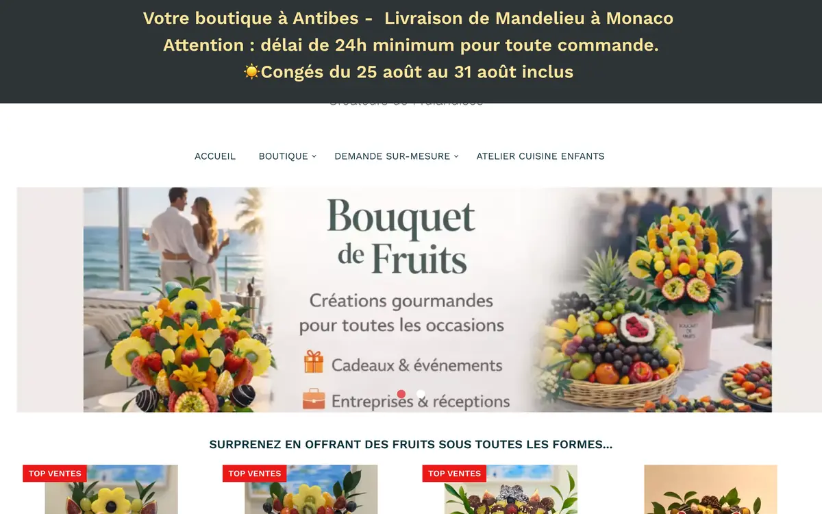 Page d'accueil de la boutique Bouquet de fruits