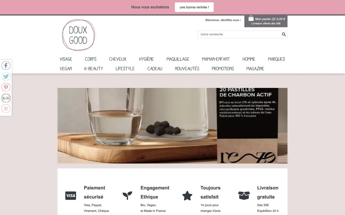 Page d'accueil de la boutique Doux Good