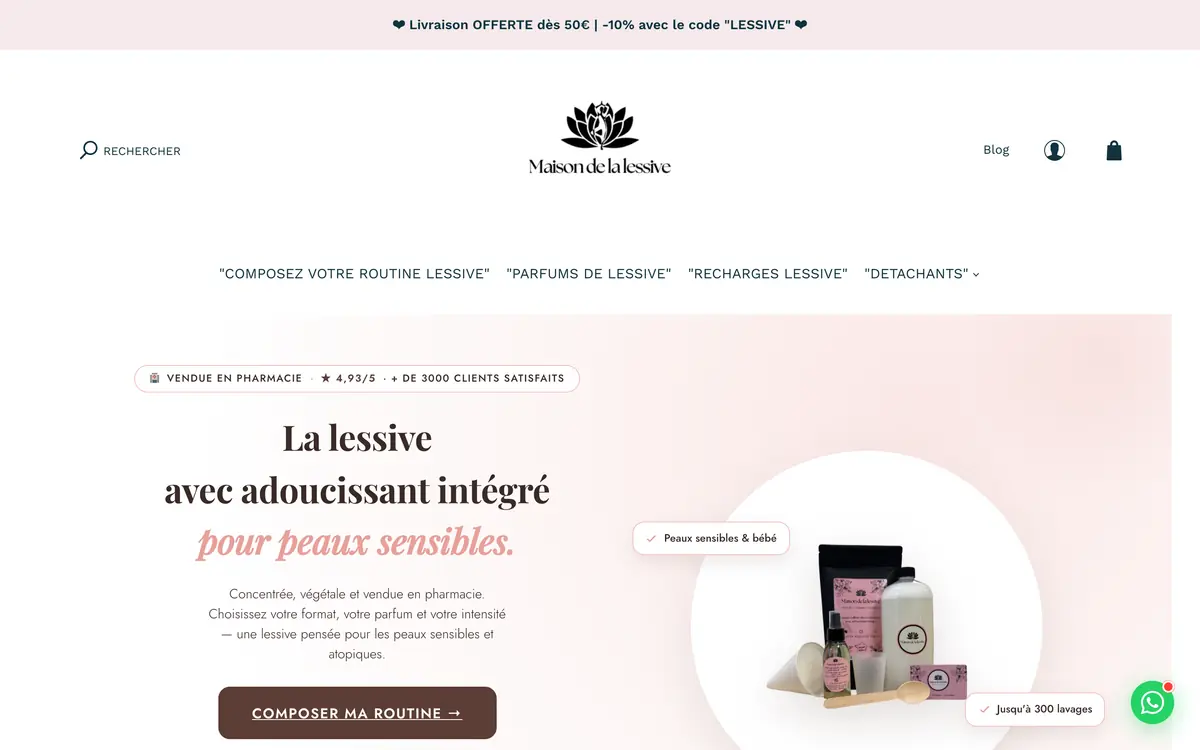 Page d'accueil de la boutique Maison de la Lessive