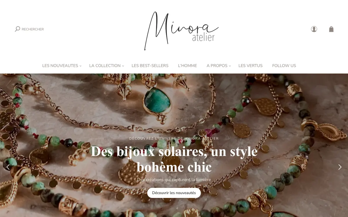 Page d'accueil de la boutique Minora Atelier