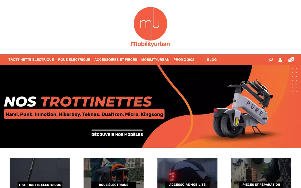 Page d'accueil de la boutique Mobility Urban