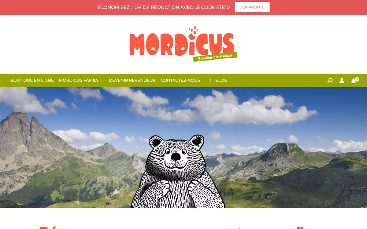 Page d'accueil de la boutique Mordicus