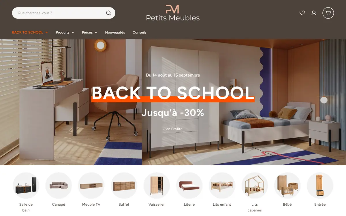 Page d'accueil de la boutique Petits Meubles
