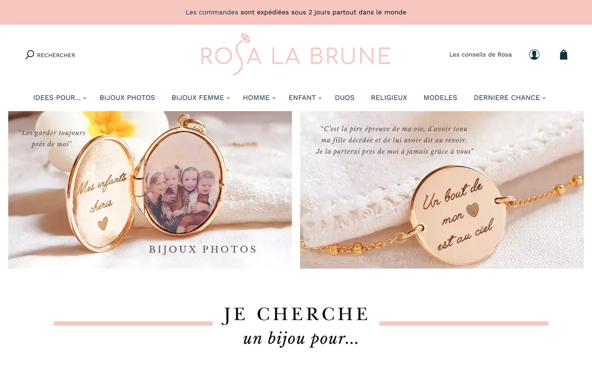 Page d'accueil de la boutique Rosa La Brune