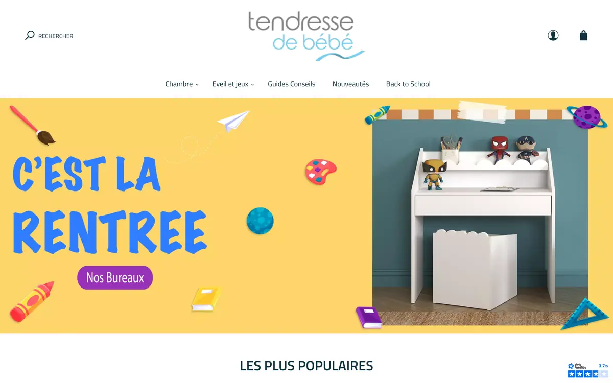 Page d'accueil de la boutique Tendresse bébé