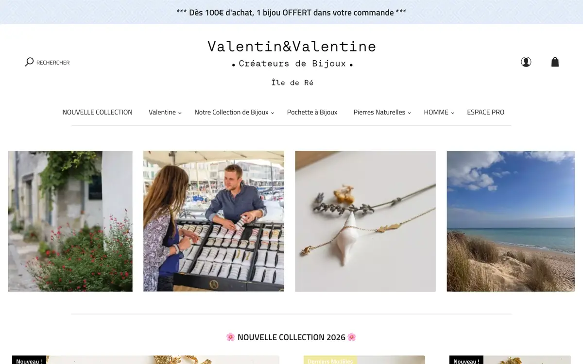 Page d'accueil de la boutique Valentin&Valentine